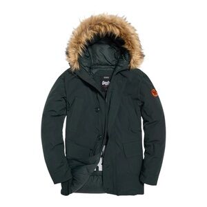 Superdry Rookie Down Parka in Deep Forest Jacket with Faux Fur
